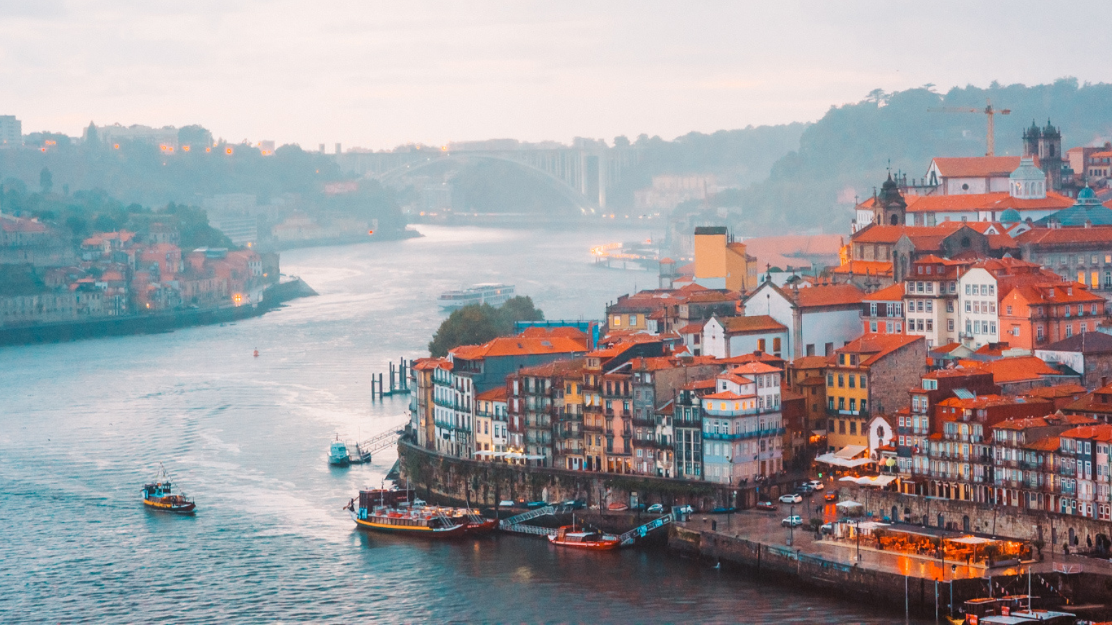 View over Porto on a cloudy and rainy day